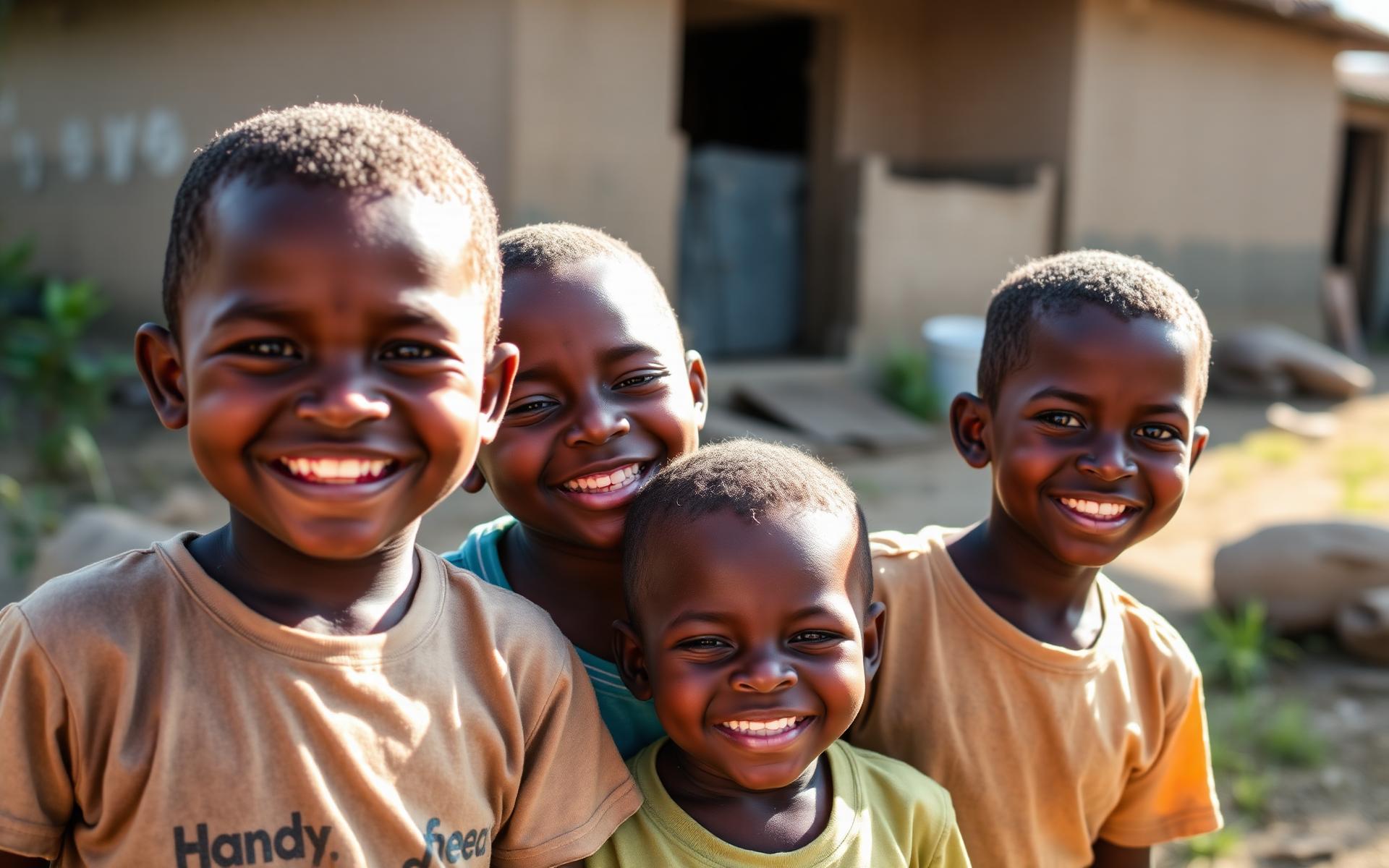 Smiling children in a Haitian village
